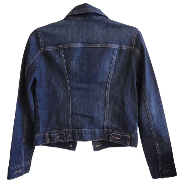 Banana Republic Women's Collared Stretch Dark Wash Denim Jean Jacket, Size XS - Picture 7 of 8